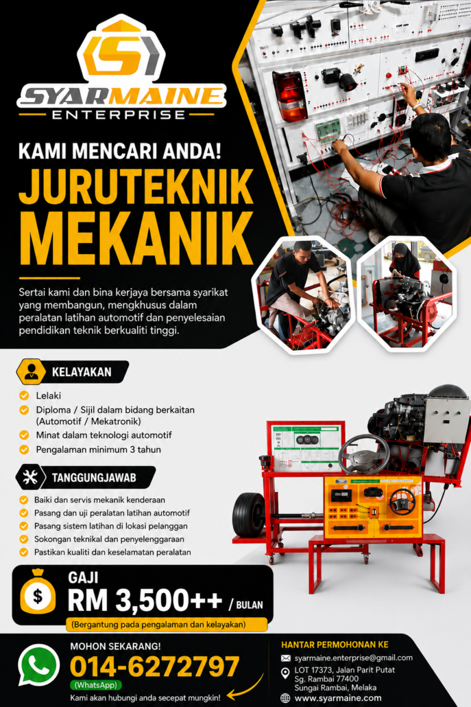 JAWATAN KOSONG MECHANIC EXPERT JURUTEKNIK JAWATAN KOSONG MECHANIC EXPERT JURUTEKNIK MEKANIK